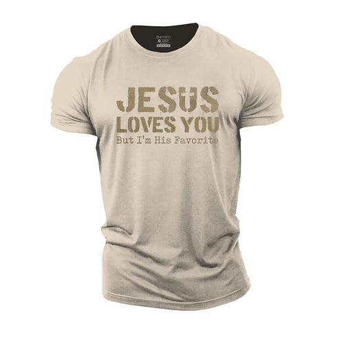 Men's Jesus Loves You, But I'm His Favorite Cotton T-Shirt
